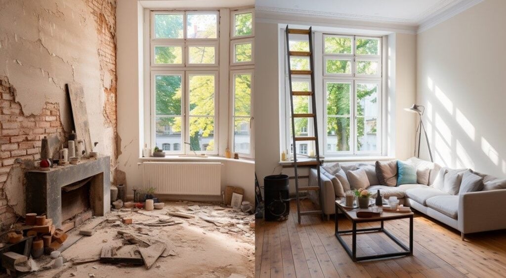 modern living room house before and after